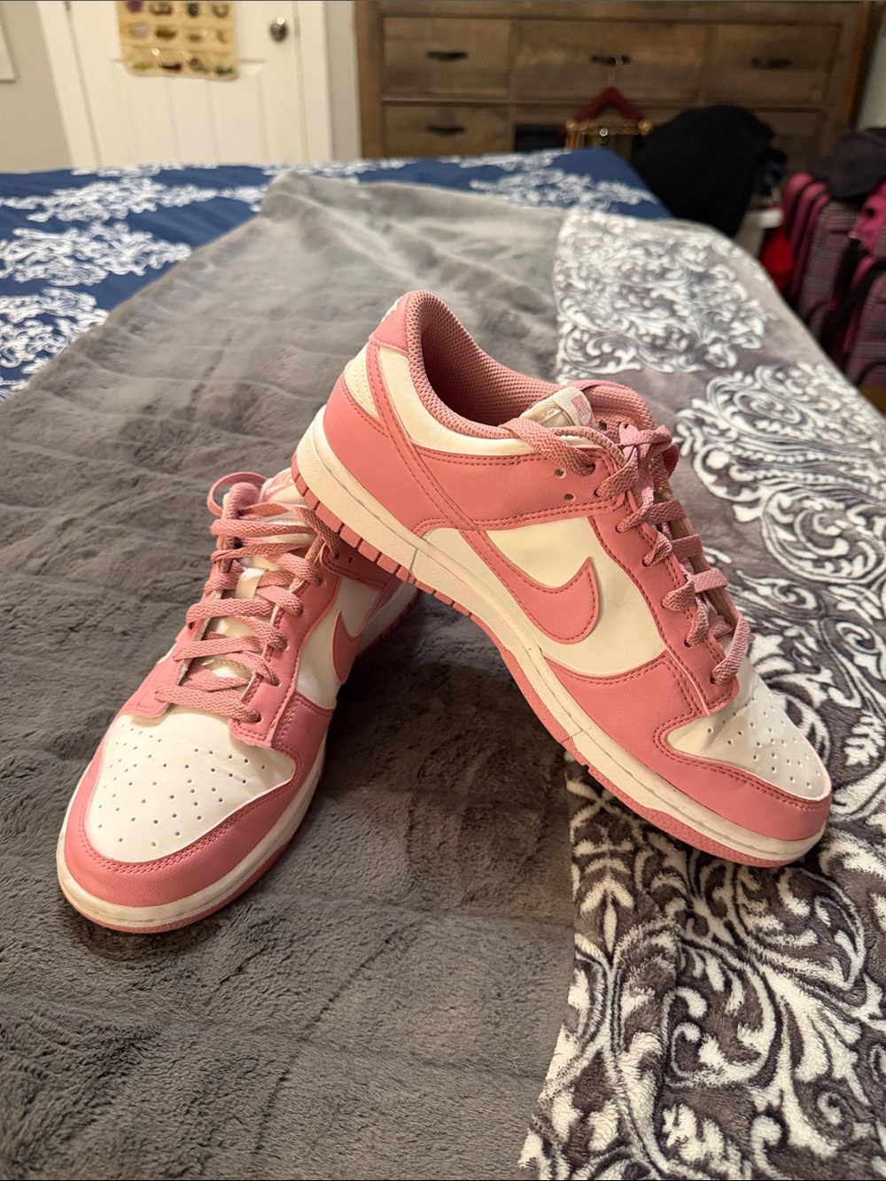 Nike Women's Pink and Cream Low-Top Sneakers